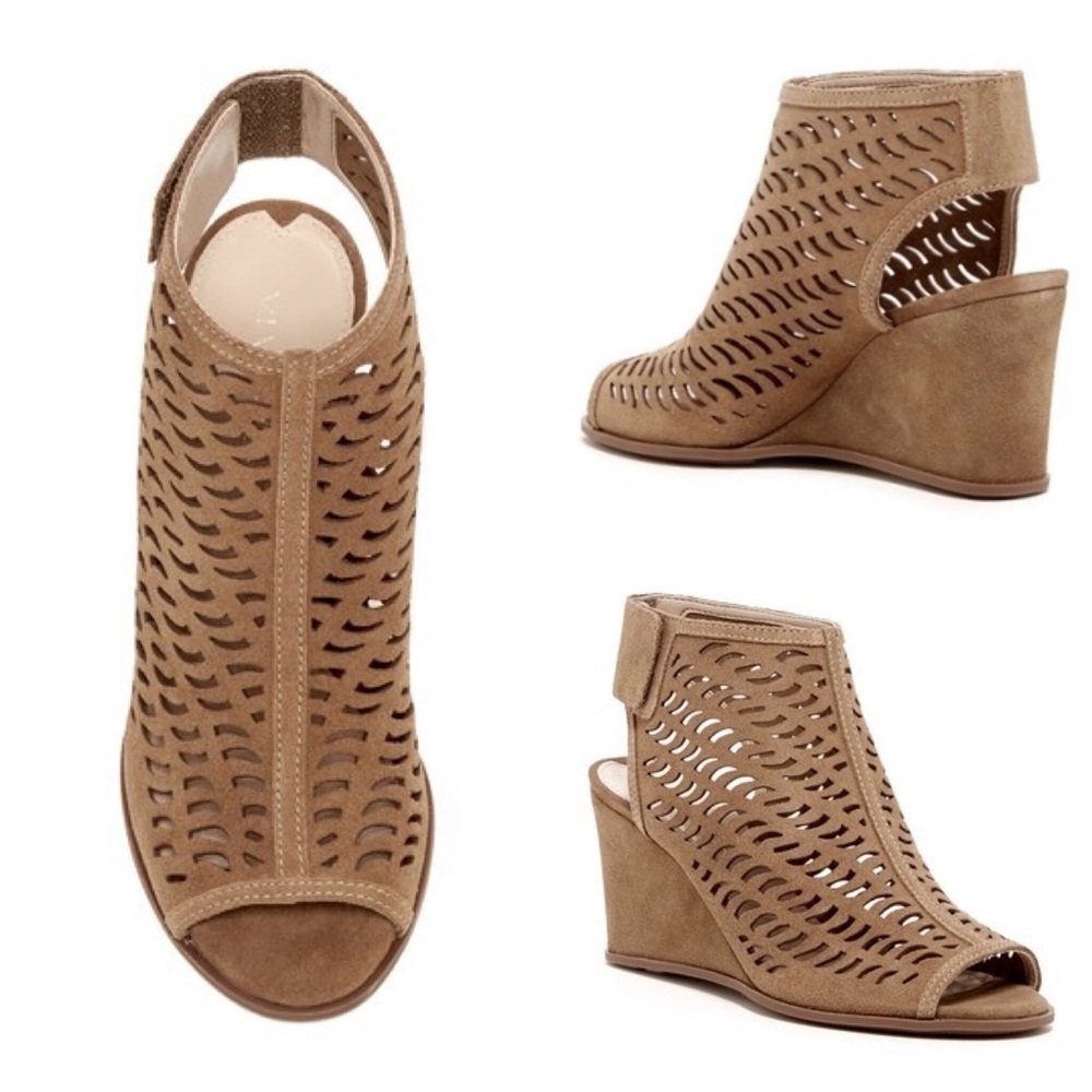 Via Spiga | delsey suede peep toe wedge NWOT - Picture 1 of 7